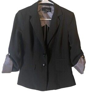 Cherish Black 3/4 Sleeve Blazer Striped Cuff Size S